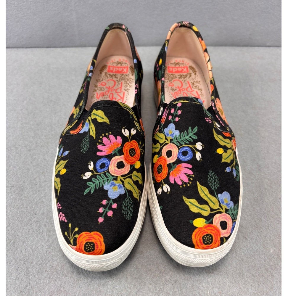 Keds x Rifle Paper Co. Wildflower platform black floral slip on‎ sneaker size 8